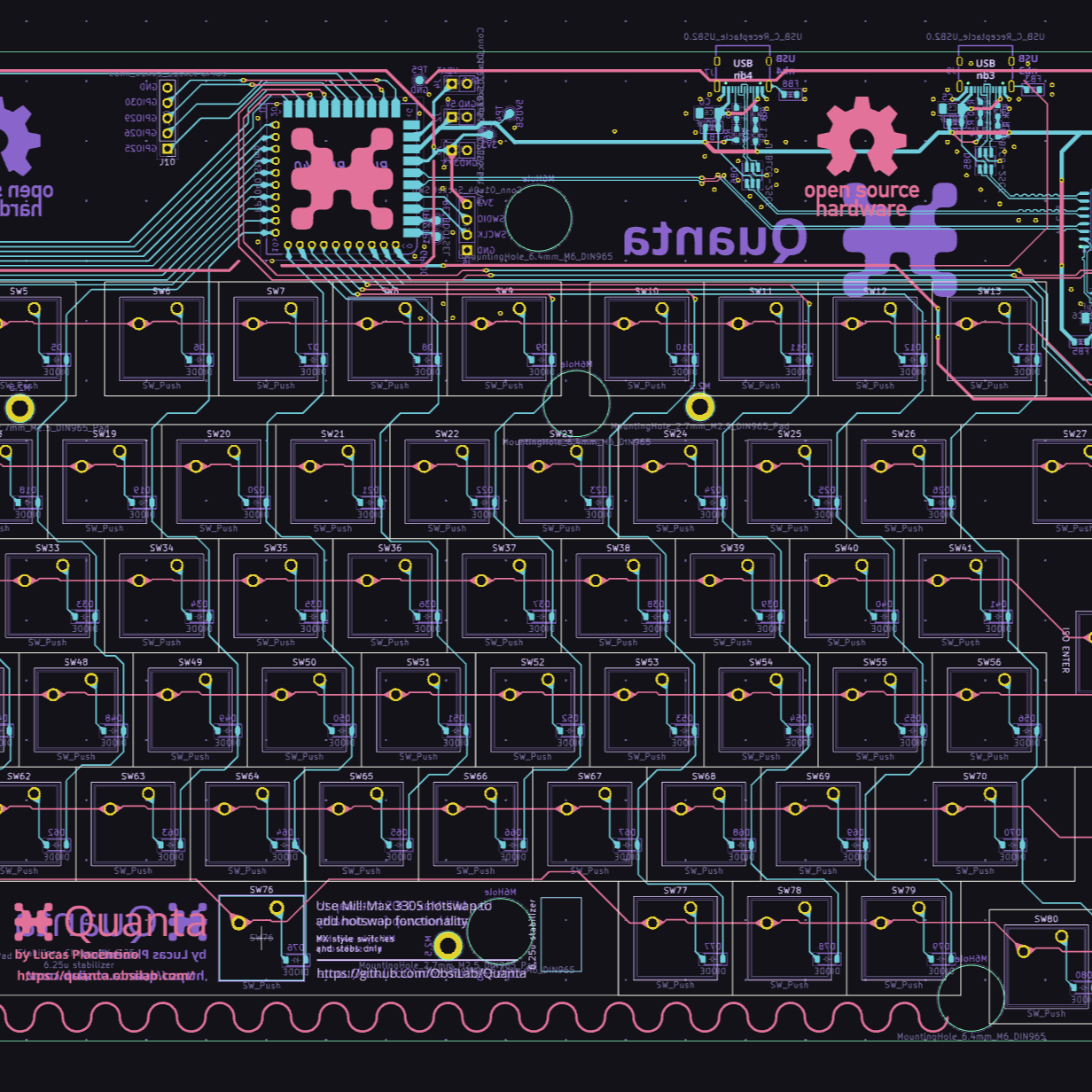 Image for blog post: Quanta75: Open-Source-Hardware Custom Mechanical Keyboard PCB
